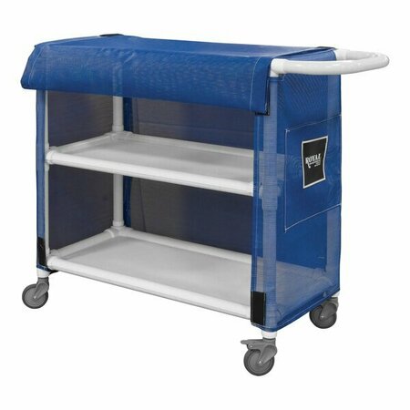 ROYAL BASKET TRUCKS 32'' Blue PVC Linen Cart with 2 Shelves R32-BBX-L2A-3ULN 50AR32BBXL2A3ULN